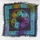 New Seven Chakras Altar Cloth 18  Tie-dye Fringed Rayon Square
