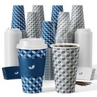 Jolly Chef Coffee Cups With Lids 100 Pack  Disposable Hot Paper Coffee 16 Oz