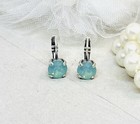 8mm Antique Silver Plated Mint Green Pacific Opal Crystal Cup Chain Earrings