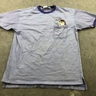 Vintage Looney Tunes Shirt Mens Large Purple Striped Taz Bugs Bunny Embroidered