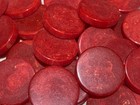 Vintage Marbled Bakelite Red Checkers Or Backgammon   30 Mm By 5 Mm 
