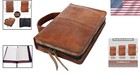 Genuine Leather Bible Cover With Handle - Brown