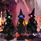 Witch Indoor Decorations 3pcs Halloween Witch On Wooden Stand With Light Up Hall