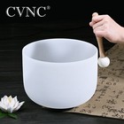 Cvnc Frosted Quartz Crystal Singing Bowl With Rubber Mallet Chakra Sound Healing