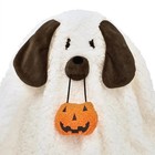 Halloween Dog Ghost Shaped Pillow Pumpkin Treat Bag Plush Sherpa Accent Decor