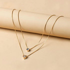 2pcs Woman Necklace Heart Cz Pendant 18k Gold Plated Stainless Steel Chain Women