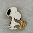 Vtg  Snoopy Woodstock Metal Badge Brooch Lapel Pin Backpack Peanuts Cartoon
