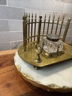 Vintage Antique Ornate Brass Inkwell Tray With Fence