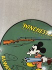 Vintage Winchester Porcelain Sign Always On Target Mickey Mouse Bear Tracks