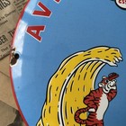 Vintage 1958 Esso Aviation Gasoline 12 Inch Convex Porcelain Enamel Sign