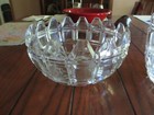 Vintage Lead Crystal Square Cut Glass Ice Bucket W handles And Matching Bowl
