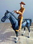 1967 Marx Johnny West Cowboy Figurine  Black Marx Horse W  Original Accessories