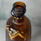 Antique Mg Maywood Glass Company Amber Brown Bottle Hand Painted 11   h