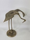 Vintage Solid Brass Stork Crane Egret Heron Bird Figurine 8    Mid Century