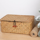 Wicker Shelf Baskets With Lid handwoven Seagrass Basket For Storage Basket Bins
