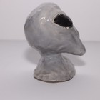 Alien Grey Bust Ceramic Black Eyes Hand Painted Glazed 5 25  Tall