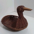 Vintage Duck Bird Brown Wicker Rattan Woven Small 5 l Storage Container Basket