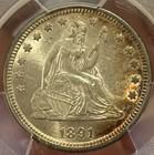1891 Seated Liberty Quarter Pcgs Au58