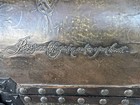 Vintage Wood   Embossed Metal Treasure Chest Padded Red Lining Storage Box Trunk