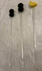Vtg Set Of 6 Art Glass Swizzle Sticks Fruit Lemon Olive  3 Glass 3 Plastic 