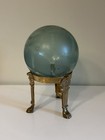 Vintage Japanese Glass Fishing Float 4 In Aqua Blue Hand Blown Nautical Bubble