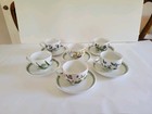 Portmeirion The Botanic Garden Floral Cups And Saucers Set - Set Of 6 Unused