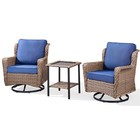 3 Pcs Outdoor Swivel Rocker Patio Chairs Set Furniture Sofa Rattan Chair Wicker