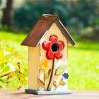 Rustic White Wooden Hanging Birdhouse For Small Birds Outdoor Garden Decor