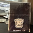 Las Vegas 5 Gram  999 Fine Silver Colorized Art Bar Casino Poker Limited