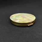Vintage Makeup Case Mother Of Pearl Compact Mirror Bright Colors Women Brass