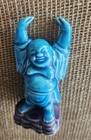 Vintage Blue Turquoise Glazed Porcelain Laughing Budda Hotei 4 5  Figurine Japan