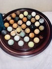 New Vintage The Bombay Company Wood Solitaire Game 1994 Heavy Stone Marbles