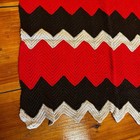 Handmade Crochet Afghan Chevron Throw Blanket  Red  Black   White 39 75   x62 5   