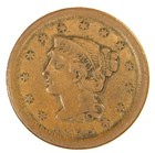 1853 1c Bn Braided Hair Cent- Struck Thru Greese- Choice Vf- Smh 1832