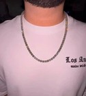 12ct Round Cut Lab Created Diamond Men s Tennis Necklace 14k White Gold Finish