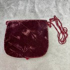 Moroccan Pouch Maroon Shoulder Bag Purse Velvet Handmade Embroidered Purse Vtg