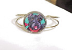 Hand Painted Scottish Terrier On Silver Tone Bracelet