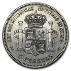 1871-1899 Spain 5 Pesetas Spanish 25 Gr 90  Silver Coin