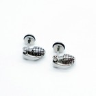 2pcs Stainless Steel Punk Hip-hop Rock Grenade Military Stud Earrings Men Women
