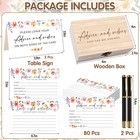 85 Pcs Advice And Wishes Cards Wooden Box Set For The Mr And Mrs pink Floral    