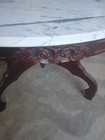 Victorian Mahogany Carved Oval Marble Top Coffee Table   ct179 