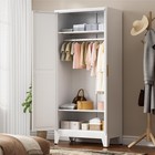 71  Tall Metal Wardrobe - Adjustable Shelves  Hanging Rod  2-door Armoire