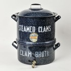 Vintage Imperial Blue Fleck Enamelware Steamer Pot Steamed Clams Clam Broth Pot