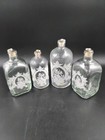 Vintage Portuguese Etched Glass Apothecary Vanity Bottles Set Of 4 Cork Ring