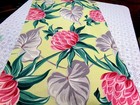 Vtg Barkcloth Fabric Bold Pink Ginger Bloom Florals Gray Elephant Ears 21 x40 