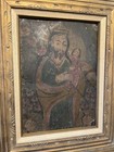 Antique 1800s Retablo Painted On Tin