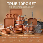 Gotham Steel Hammered 20 Pc Ceramic Cookware Set Nonstick  True Ceramic Pots And