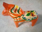 Swedish Painted Carved Folk Art Orange Dala Horse 6 