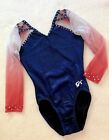 Gk Elite Leotard Gymnastics Competition Bling Rhinestones Ombre Mesh Usa Sz  Axs