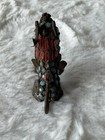 Vtg Tibetan Mini Foo Dog Brass Filigree Faux Turquoise Coral Chinese Dragon